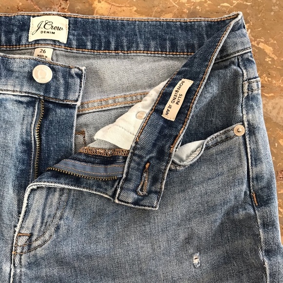 J. Crew | Women’s blue denim slim raw hem, ripped knee jeans, size 26 - Picture 10 of 15